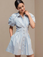 Striped Button Front Shirt Dress