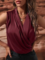 Sleeveless Wrap Draped Blouse - Ladyez