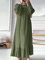 Full Size Textured Balloon Sleeve Maxi Dress Plus Size