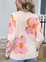 Angel Wings Flower Round Neck Long Sleeve Sweater