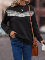 Fringe Trim Crew Neck Sweatshirt