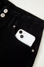 2-Button High Waist Flared Bottom Jeans