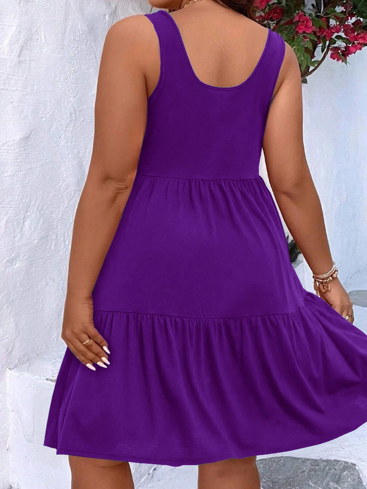 Plus Size Tiered Scoop Neck Tank Dress - Ladyez