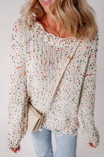 Confetti Distressed Hem Long Sleeve Sweater