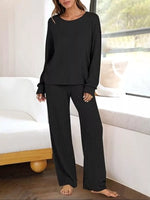 Relaxed Fit Ribbed Knit Top and Pants Set