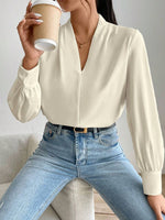 V Neck Long Sleeve Top - Ladyez
