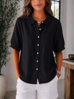 Full Size Button Up Short Sleeve Shirt Plus Size
