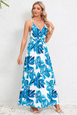 Printed Surplice Maxi Cami Dress - Ladyez