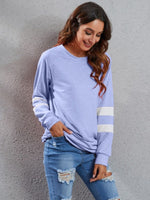 Full Size Striped Round Neck Long Sleeve T-Shirt - Ladyez