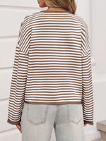 Striped Button-Up Cardigan