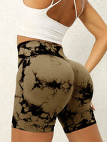 Tie-Dye High Waist Active Shorts - Ladyez