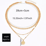 18K Gold-Plated Three Layered Pendant Necklace