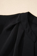 Short Sleeve Notched Blouse - Ladyez
