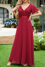 Surplice Flutter Sleeve Maxi Dress - Ladyez