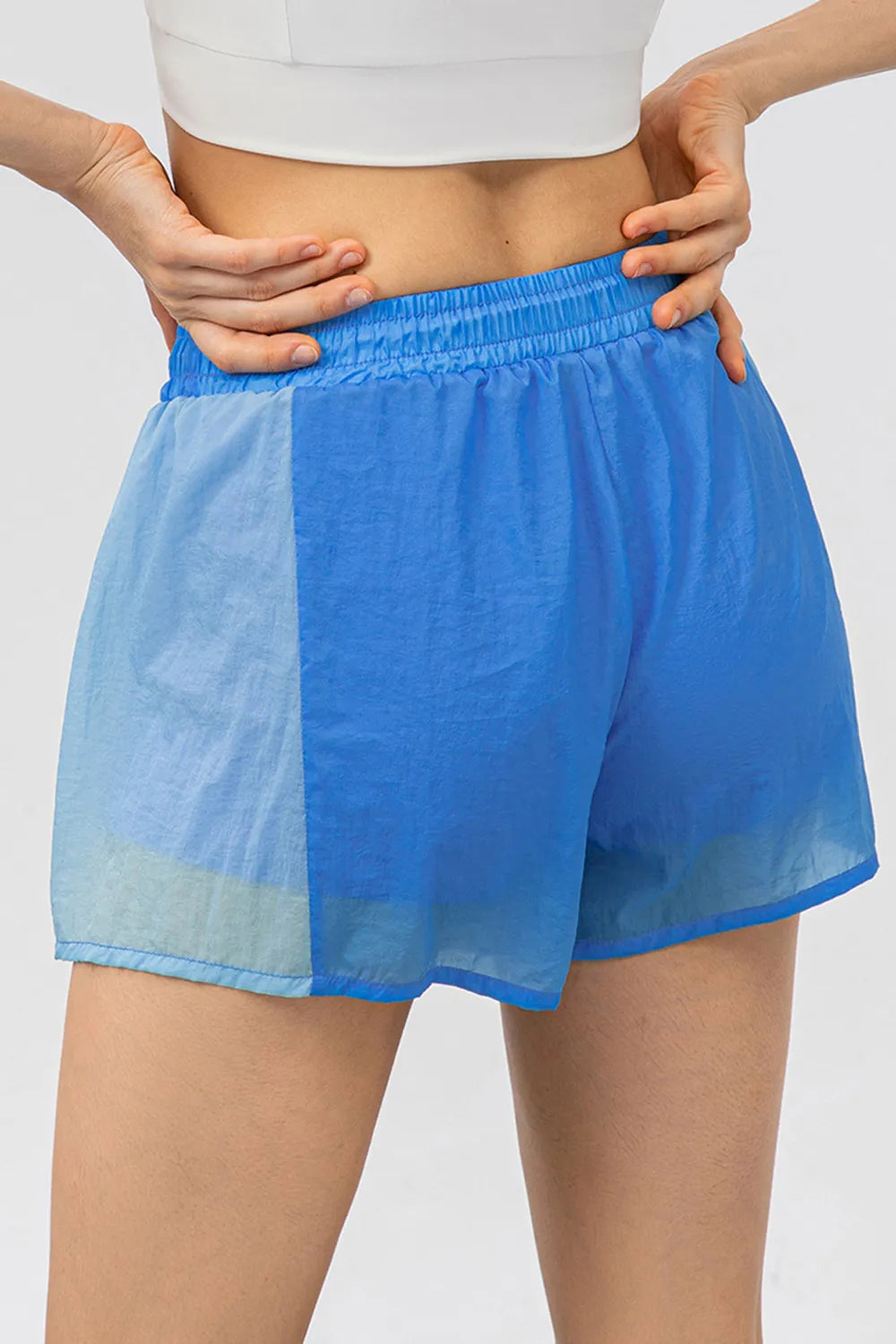 Color Block Drawstring Active Shorts - Ladyez