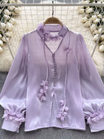 Sheer Floral Embellished Shirt