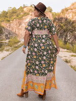 Plus Size Tie Neck Maxi Dress - Ladyez