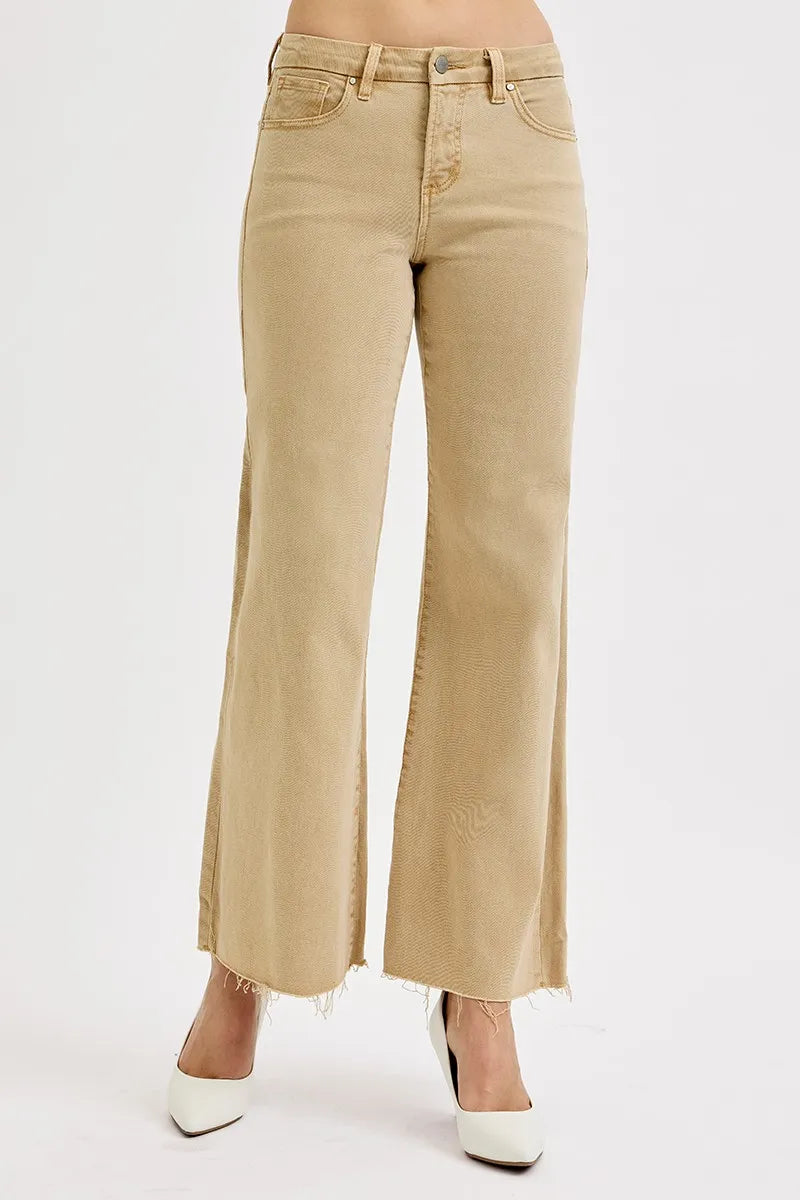 RISEN Full Size Raw Hem Wide Leg Jeans Plus Size - Ladyez