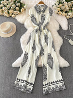 Button Front Wide Leg Jumpsuit