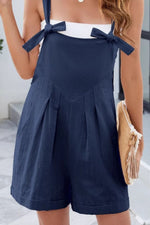 Knotted Strap Romper with Pockets - Ladyez