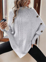Cable Knit Turtleneck Cape Sweater