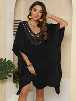 Cutout Ruffled Half Sleeve Cover-Up - Ladyez