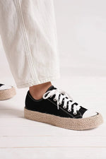 Beast Fashion Lace Up Woven Espadrille Sole Sneakers - Ladyez