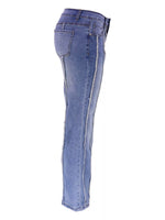 Striped Low-Rise Flare Jeans