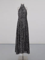 Halter Neck Polka Dot Maxi Dress