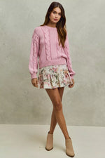 SO ME Floral Print Fit and Flare Mini Skirt