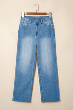 Distressed Detail Tummy Control Raw Hem Jeans