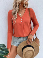 Full Size V-Neck Long Sleeve T-Shirt Plus Size
