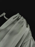 V-Neck Satin Mini Dress with Flowy Sleeves