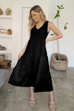 FAM-FAM Tiered V-Neck Sleeveless Dress - Ladyez