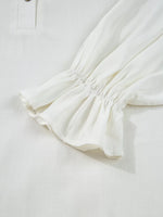 Ruffle Elastic Cuffs Puffy Long Sleeve Button Down Shirt