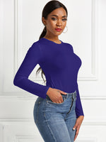 Round Neck Long Sleeve Bodysuit - Ladyez