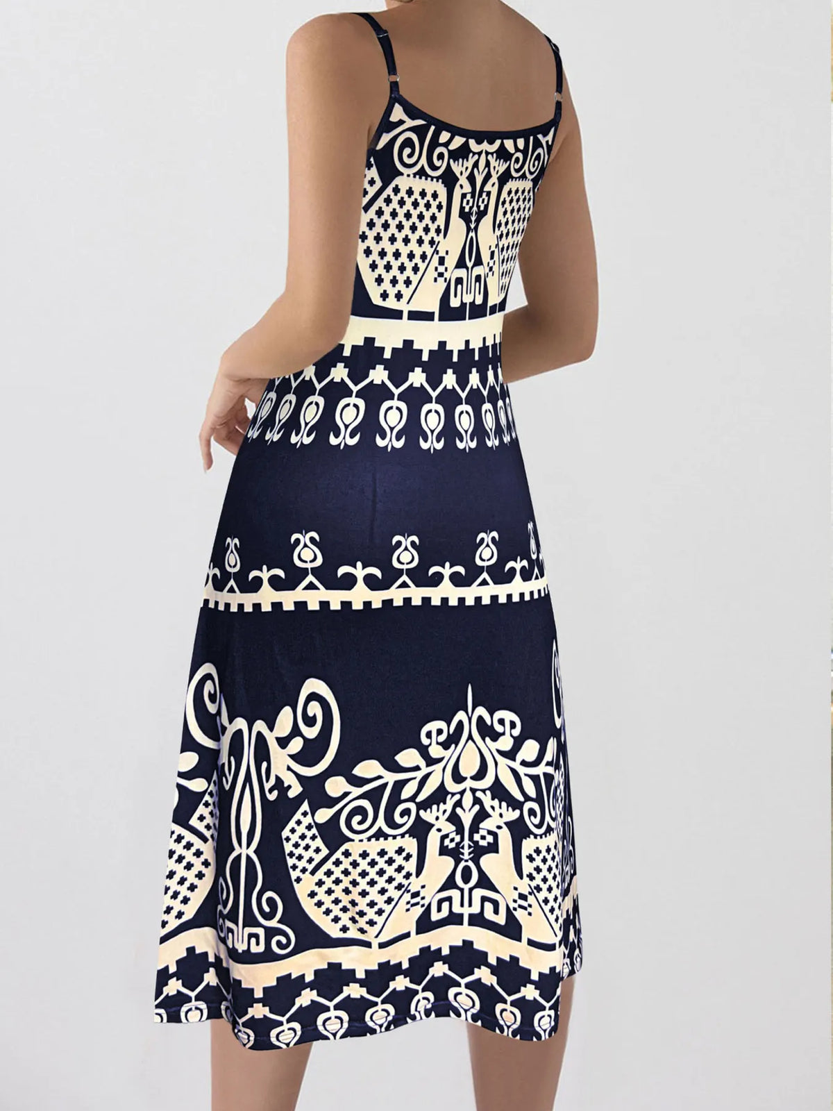 Tropical Leaf Print Halter Neck Mini Dress with Cutout Detail - Ladyez