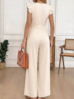 Floral Embroidered Ruffle Trim Jumpsuit