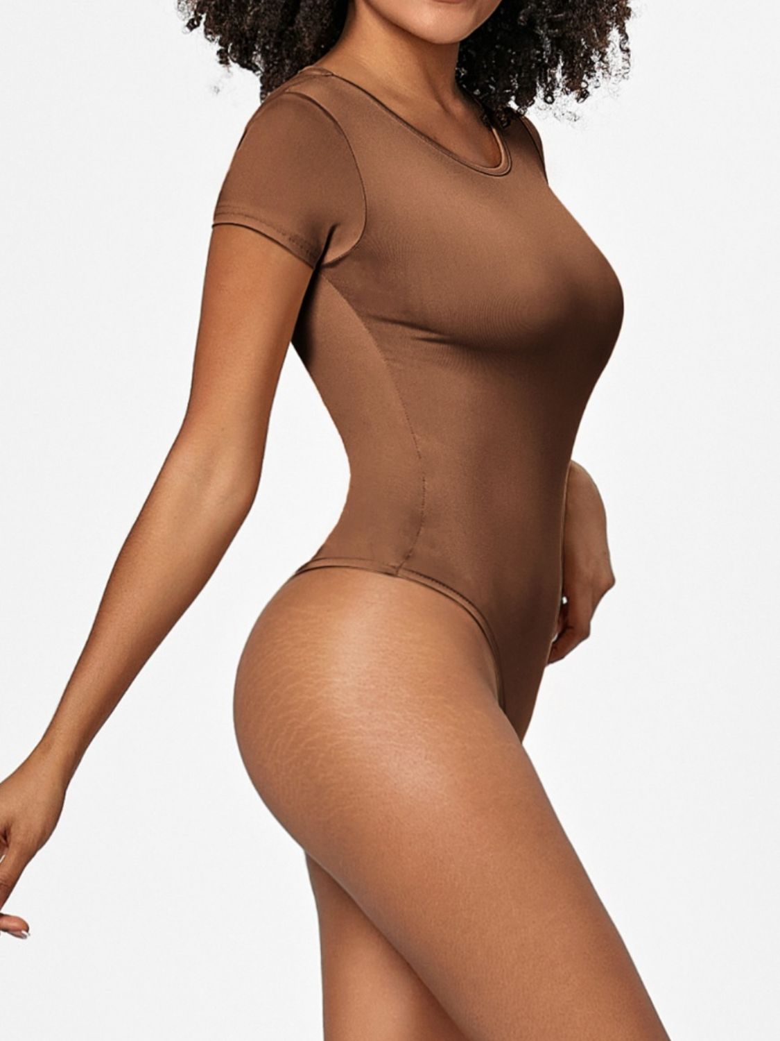 Full Size Round Neck Short Sleeve Bodysuit - Ladyez