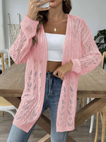 Openwork Open Front Knit Cardigan