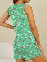 Printed Round Neck Top and Shorts Lounge Set