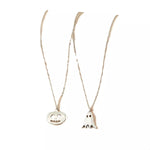 2 Piece Halloween Ghost & Pumpkin Pendant Necklace