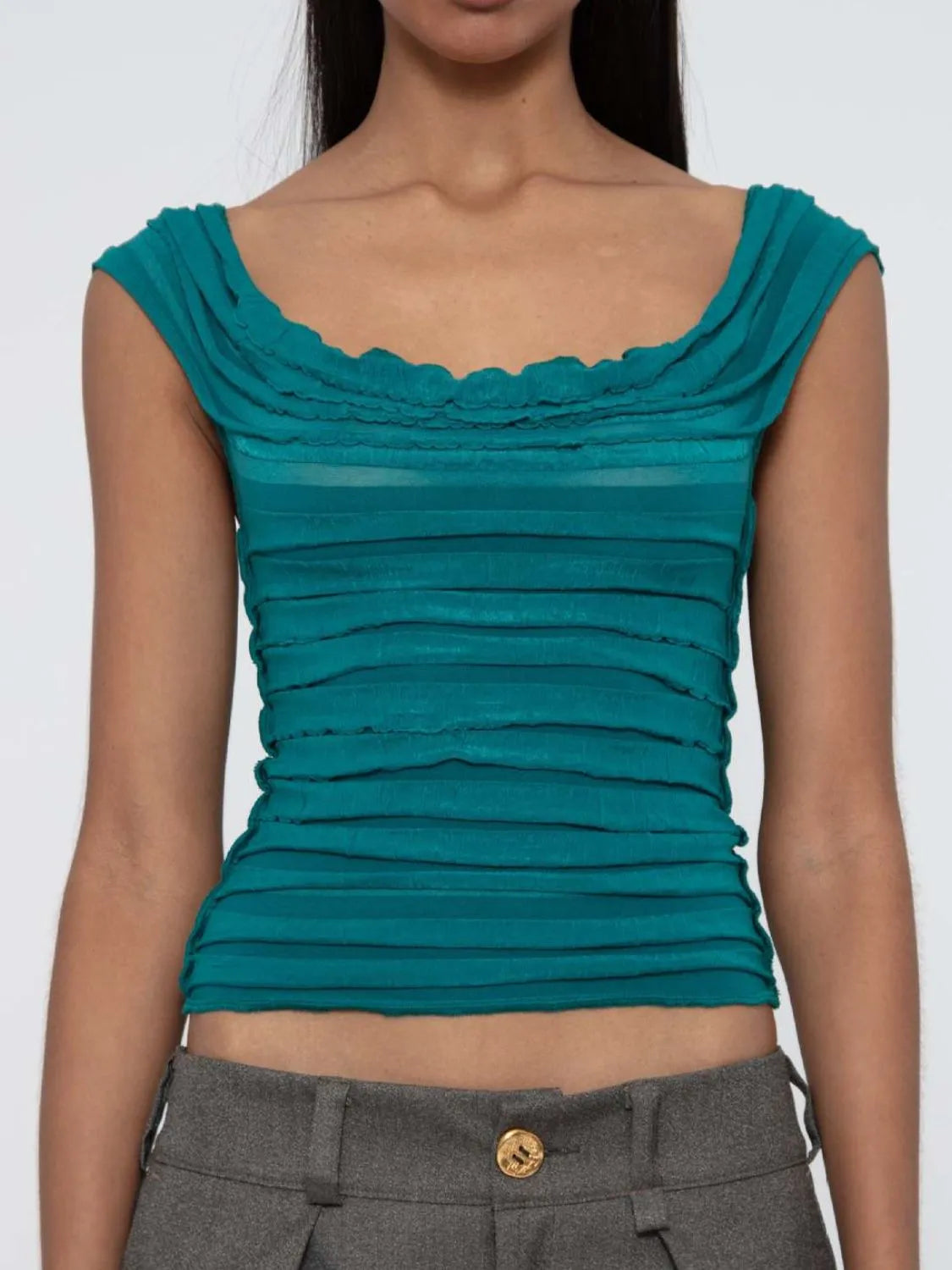 Ruched Solid Tank - Ladyez