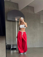 Side Stripes High-Waisted Wide-Leg Sweatpants