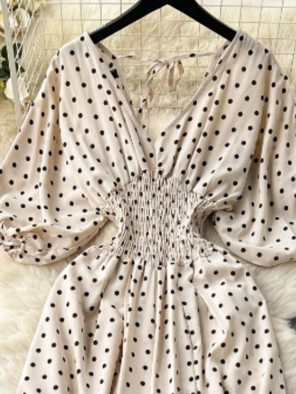 Smocked V-Neck Wide Leg Jumpsuit