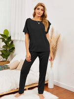 Boat Neck Top and Pants Lounge Set - Ladyez