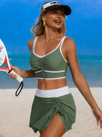 Contrast Trim Drawstring Swim Set