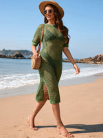 Slit Openwork Round Neck Cover-Up - Ladyez