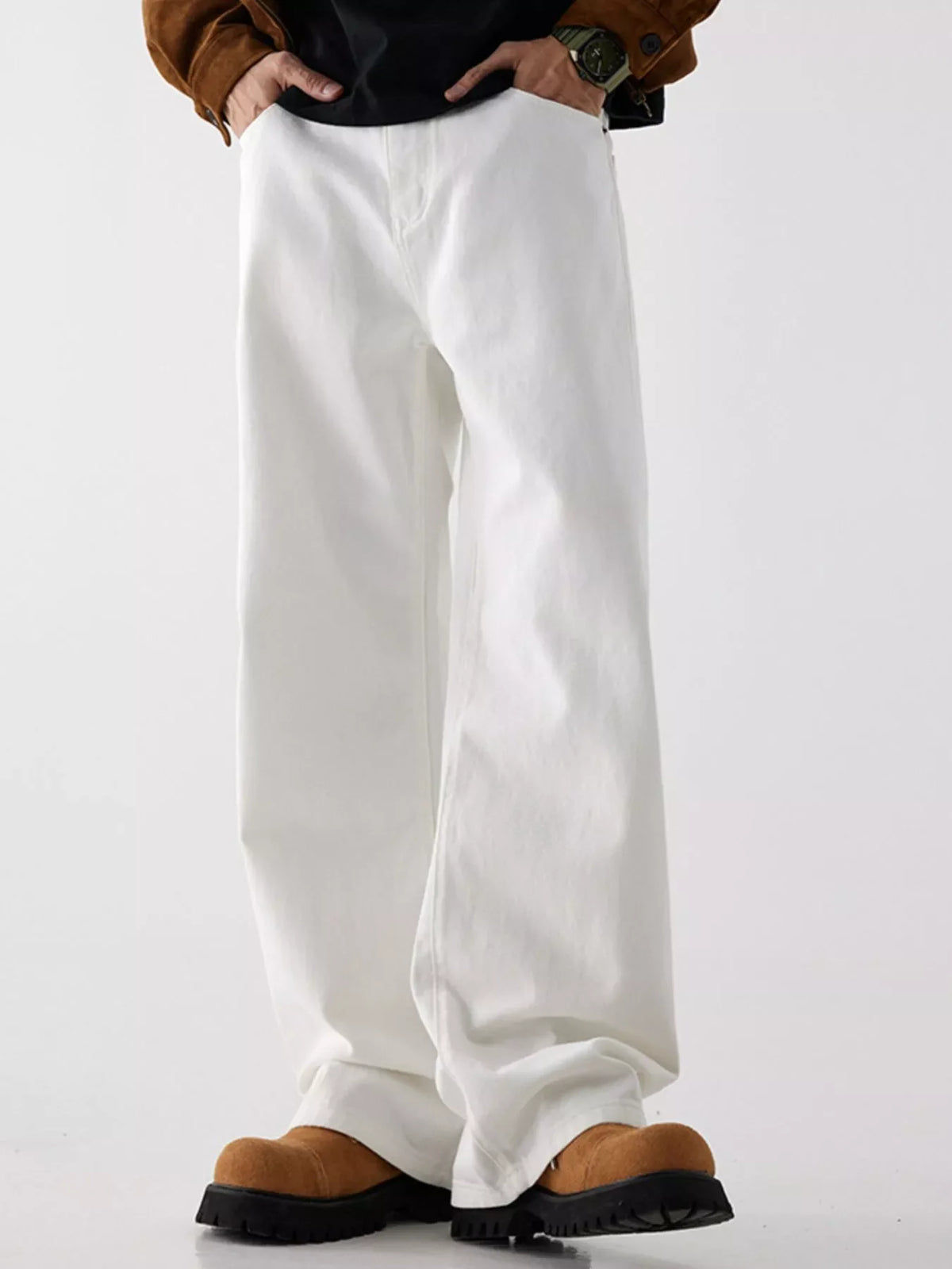 Men's Wide Leg Jeans with Pockets