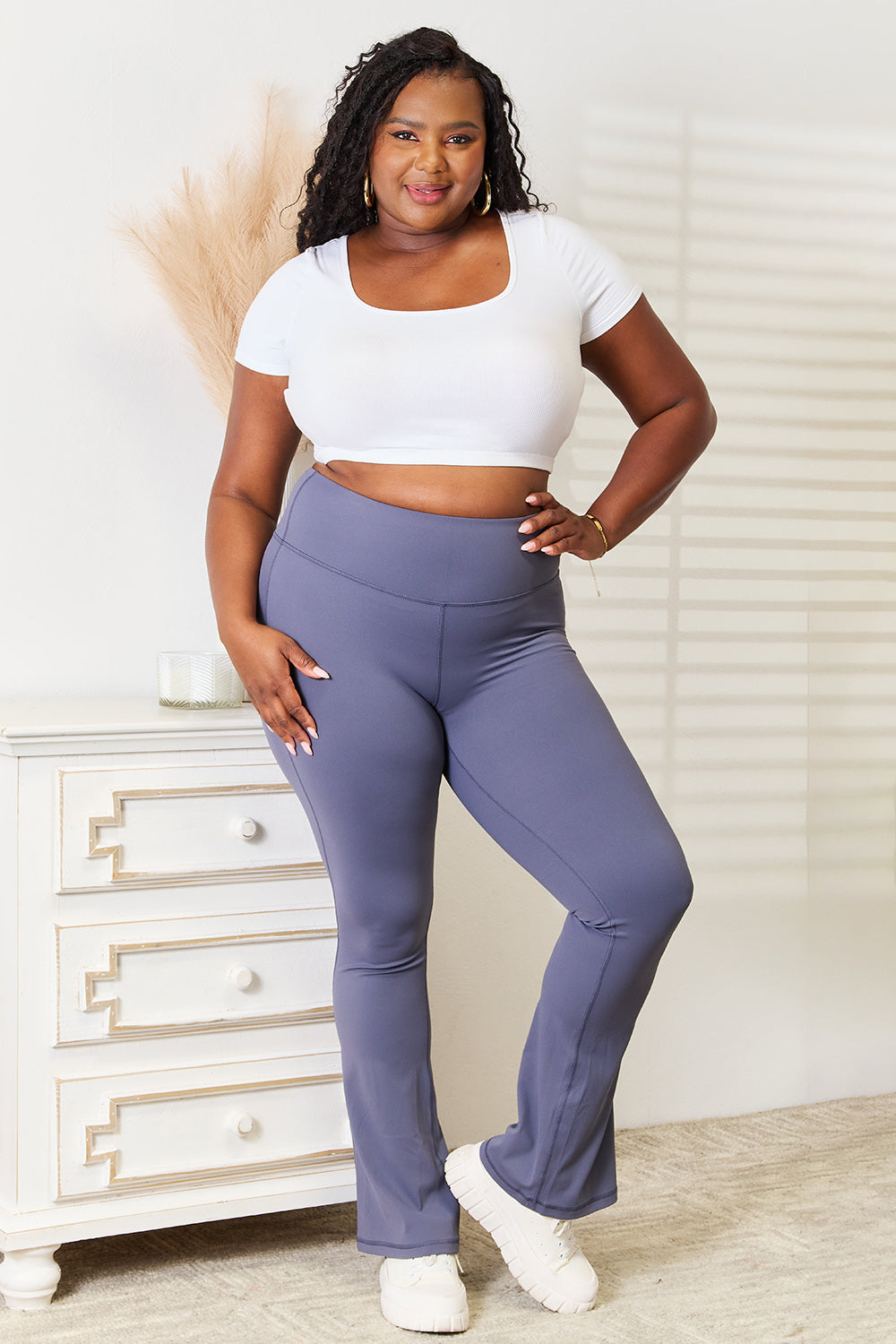 Millennia Basic Bae Wide Waistband Bootcut Sports Pants - Ladyez